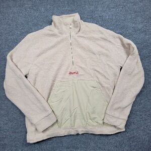 YG 4Hunnid Pullover Sweater Mens 2XL‎ Beige Sherpa Fleece Half Zip Patch Pockets